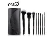 MSQ Brand 8pcs Makeup Brush Set Black Pearl series Top Class Synthetic Hair cosmetic brush set With PU Leather Bag For Beauty