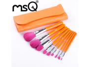 MSQ Professional 9PCS Orange Makeup Brushes Set With Leather Case Bag For Fashion Beauty Wholesale