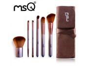 MSQ Brand 6pcs Soft Synthetic Hair Travel Size Wooden Handle Synthetic Hair Makeup Brush Set Cosmetic For Fashion