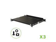 Navepoint Sliding Rack Vented Server Shelf 1U 19 4 Post Rack Mount Adjustable 14 16.5 Set of 3 Black