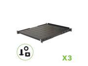 Navepoint Fixed Rack Vented Server Shelf 1U 19 4 post Rack Mount Adjustable from 22 33 Set of 3 Black