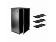 Navepoint 18U Deluxe IT Wallmount Cabinet Enclosure 19 Inch Server Network Rack With Locking Glass Door 16 Inches Deep Black With Shelves