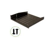 Navepoint 2U 19 Inch Universal Vented Rack Mount Cantilever Server Cabinet Shelf 18 Inches Deep With Lip Black