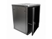 Navepoint 15U Deluxe IT Wallmount Cabinet Enclosure 19 Inch Server Network Rack With Locking Glass Door 24 Inches Deep Black