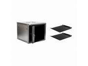 Navepoint 9U Deluxe IT Wallmount Cabinet Enclosure 19 Inch Server Network Rack With Locking Glass Door 24 Inches Deep Black With Shelves