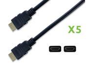 NavePoint HDMI 1.4 Male to Male Cable Black 15 Ft 5 pack Black