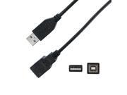 NavePoint USB 2.0 Type A Male to Type B Female Cable 6 Ft Black