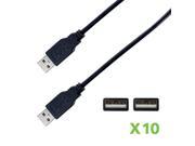 NavePoint USB 2.0 Type A Male to Male Cable for Printer Scanner 6 Ft 10 pack Black
