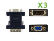 NavePoint DVI A Male to VGA HD15 Female Adapter Converter Changer 3 pack Black