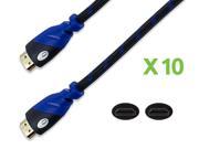 NavePoint HDMI 1.4 Male to Male Cable Black 6 Ft Woven Black 10 pack Blue