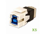 NavePoint USB 3.0 B Female to Female Keystone Adapter White 5 pack