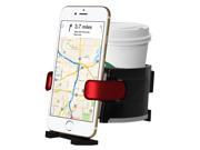 Universal Car Cup Holder Combo Car Phone Holder Air Conditioner Vent Mount with 3 Adjustable Size Vent Clips Black Red