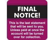 Billing Labels Final Notice Purple 1 1 2 x 1 1 2 Roll of 250