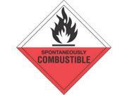 4 x 4 Spontaneously Combustible D.O.T. Subsidiary Risk Labels 500 per Roll