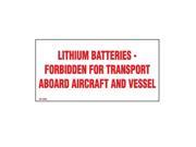 2 x 4 Lithium Batteries Forbidden for transport aboard aircraft and vessel Labels 500 per Roll