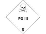 4 x 4 PG III D.O.T. Class 6 Hazard Labels 500 per Roll