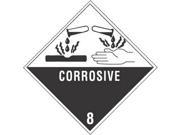 4 x 4 Corrosive D.O.T. Class 8 Hazard Labels 500 per Roll