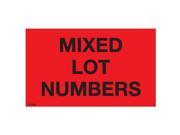3 x 5 Mixed lot numbers labels 500 per Roll