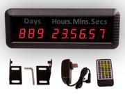 EU 9Digits 1 LED Days Countdown CountUP and Clock Red Color 999 Days with Hours Minutes Seconds IR Remote Control Aluminum Casese