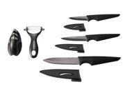 Hecef Ceramic Knife Set with Three Pcs Ceramic Knives and Ceramic Peeler and Knife Sharpener HF0061322