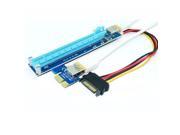 Low Profile Mining PCIe 1x to 16x PCI Express Extender Rise Card USB 3.0 PCI e Extension Adapter w SATA to Molex 4 pin Cable