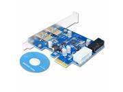 4 Port PCIE PCI e to USB 3.0 2 x Type A 20 Pin Internal Expansion Card Hub Controller PCI Express Card Adapter w Molex Power