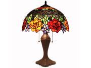 Bieye Tiffany Style Stained Glass Rose Table Lamp with 16 inches Lamp Shade Aluminum Alloy Lamp Holder and Zinc Alloy Lamp Base Handcrafted Lighting