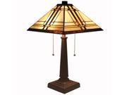 Bieye Tiffany Style Stained Glass Mission Table Lamp with 14 inches Lamp Shade Aluminum Alloy Lamp Holder and Zinc Alloy Lamp Base Handcrafted Living Room Bedr