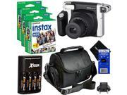 Fujifilm INSTAX 300 Wide-Format Instant Photo Film Camera (Black/Silver) + Fujifilm instax Wide Instant Film, Twin Pack (60 sheets) + 4 AA High Capacity Recharg