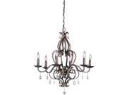 murray feiss f1798/6pbr, mademoiselle single tier chandelier, 6 light, 360 watts, peruvian bronze