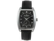 peugeot men's 2027bk black leather strap sweep dial watch