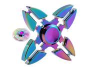 EDC Fidget Spinner Alloy Finger Toy Focus ADHD Autism Hand Toy 4-Wing Rainbow