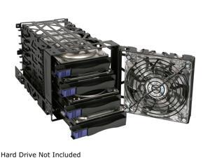 ICY DOCK Black Vortex MB074SP-B 3.5" Black IDE / SAS / SATA HDD 4-in-3 Module Metal Open Frame Cooler Cage w/ 120 mm blue LED fan