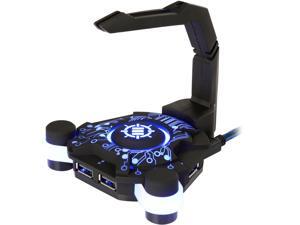 ENHANCE Mouse Bungee Cord Holder and Active USB Hub with Blue LED Lighting - Boost Gaming Accuracy By Eliminating Cable Drag 