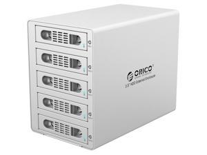 ORICO Aluminum 5 Bay 3.5 inch USB 3.0 and e-SATA Interface Support 0/1/3/5/10 RAID Models External HDD RAID Enclosure for PC Mac OS [Support 8TB Drive Max ]-Silver (3559RUS3-V1-US-SV)