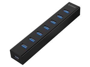 ORICO Super Speed USB 3.0 7 Port Hub with 3.3Ft. Power Cord and Data Cable - (ORICO H7013-U3-V1-BK) Black