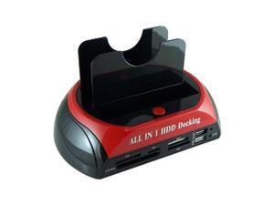 Sisun 2.5"/3.5" IDE SATA HDD Docking Station +Card Reader Hub (Red)