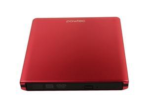 Pawtec External USB 3.0 Aluminum 8X DVD-RW Writer Optical Drive - Red