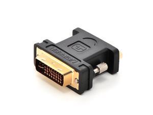 DVI-I 24+5 Male to VGA HD15 Female Adapter Gold Plated for Gaming, DVD, Laptop, HDTV and Projector (Black) 20122