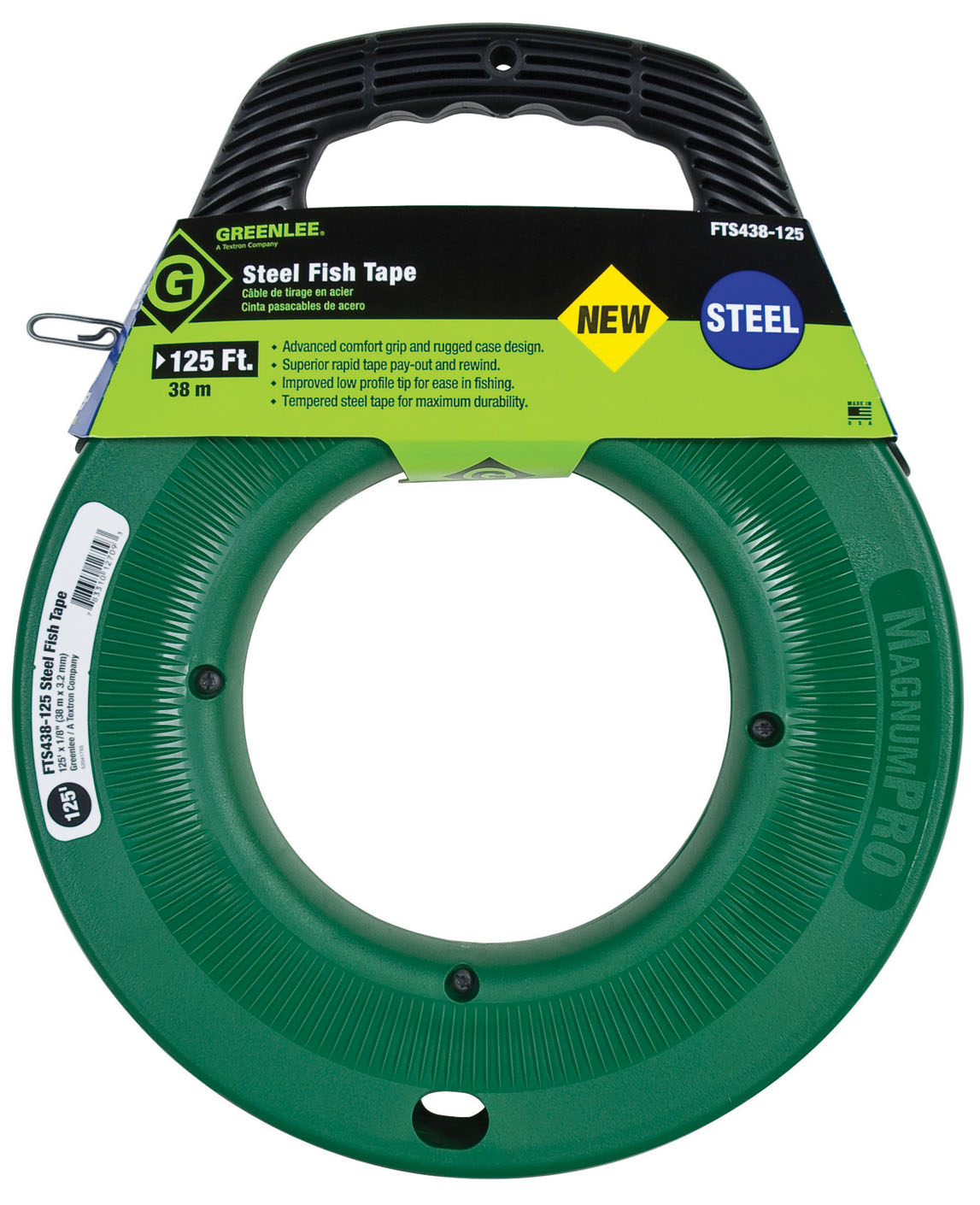 Greenlee Textron FTS438 125BP 125' X 1/8" Steel Fish Tape