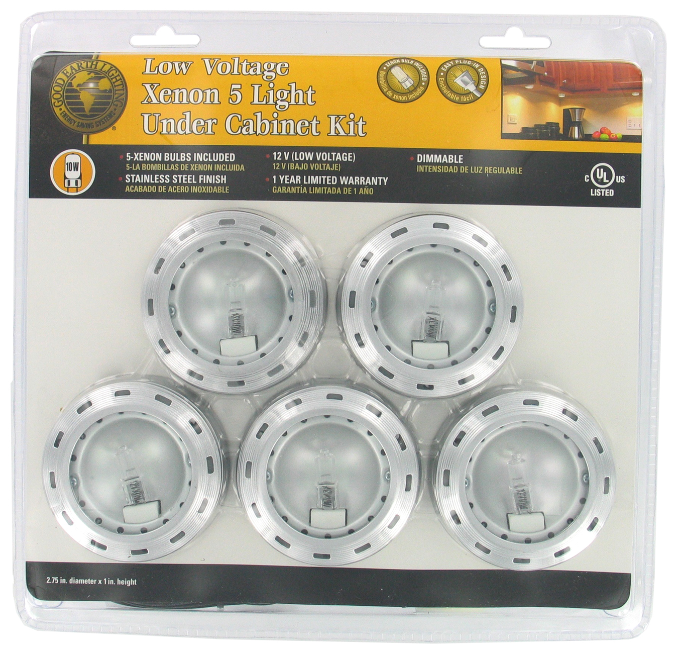 Good Earth Lighting SUNSPOT Stainless Steel 5 Count Xenon Puck Lights