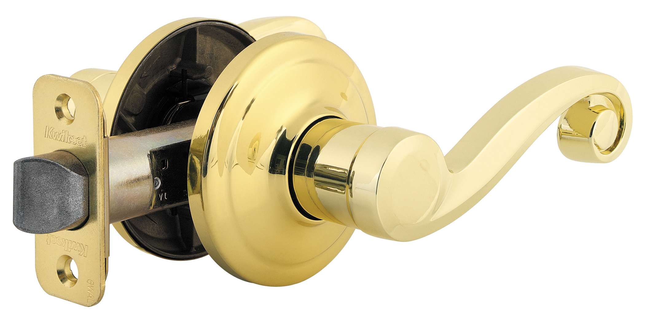 Kwikset Polished Brass Right Hand Surface Mounted Lido Half Dummy Trim Lever 97
