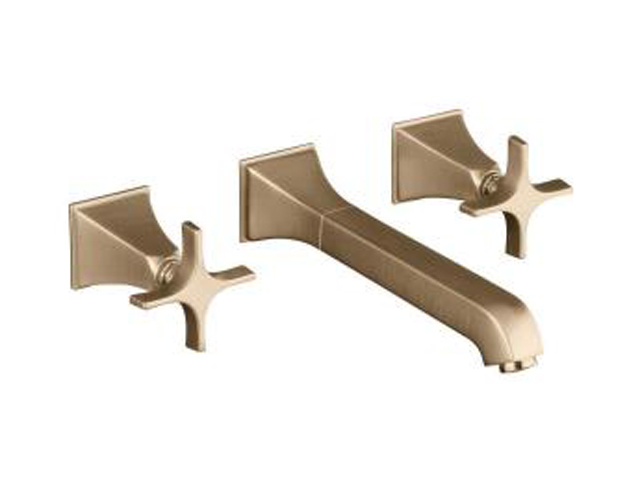 KOHLER K T448 3S BV 8" Centerset Memoirs Wall mount Lavatory Faucet Trim with Stately Design and Cross Handles, Valve Not Included Brushed Bronze