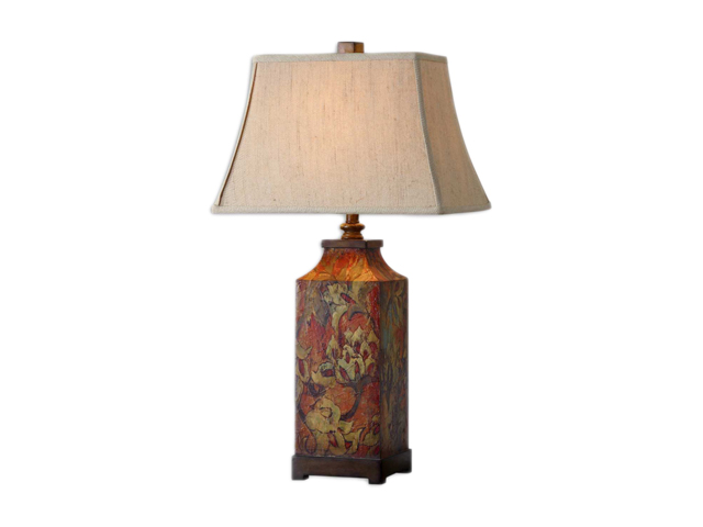 Uttermost Grace Feyock Colorful Flowers Table Lamp Colorful flower print with burnished walnut finished details