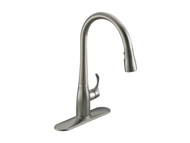 KOHLER K 596 VS Simplice Single Hole Pull Down Kitchen Faucet Stainless