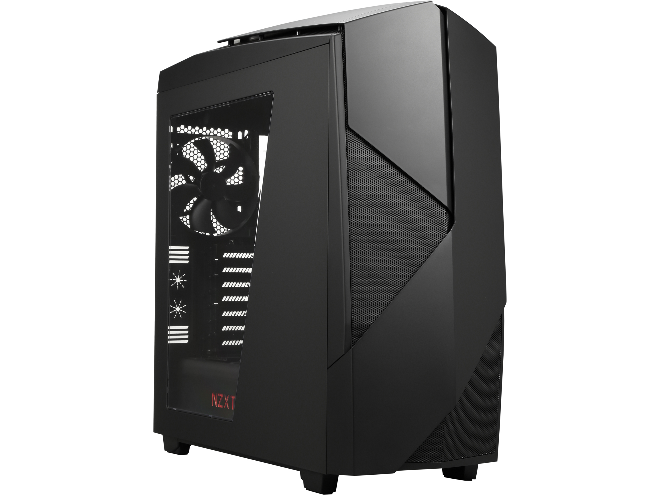 NEW NZXT Noctis 450 Mid Tower Case. Next Generation 5.25 less Design. PWM Fan Hub, Include 4 x 2nd Gen FNv2 Fans, High End WC support, USB3.0, Matte Black/Red LED 