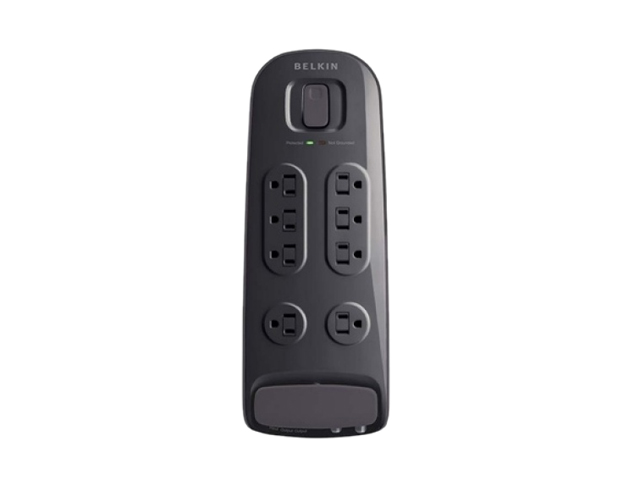 BELKIN BV108230 06 BLK 6ft 8 Outlets 3690 j Surge Suppressor with Telephone and Cable/Satellite Protection