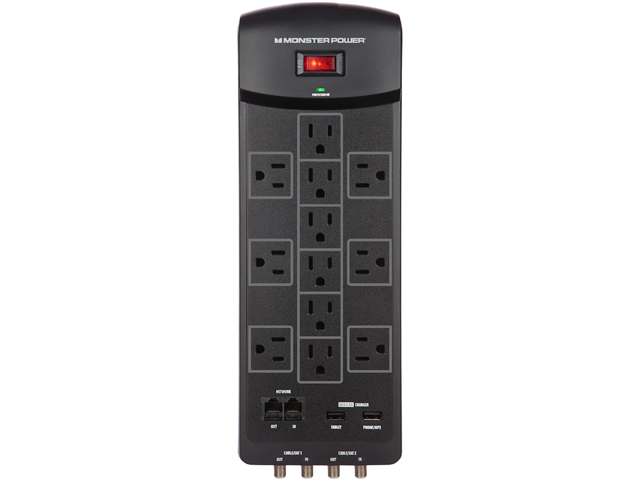 MONSTER 121830 00 (MP EXP 1200 AVU) 6 ft. 12 Outlets 2160 Joules Core Power 1200 USB Surge Suppressor