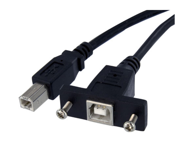 StarTech USBPNLBFBM1 1 ft. Black Panel Mount USB Cable B to B   F/M