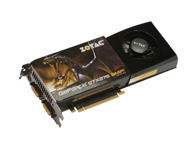 ZOTAC GeForce GTX 275 DirectX 10 ZT 275E3KB FCP 896MB 448 Bit GDDR3 PCI Express 2.0 x16 HDCP Ready SLI Support Video Card